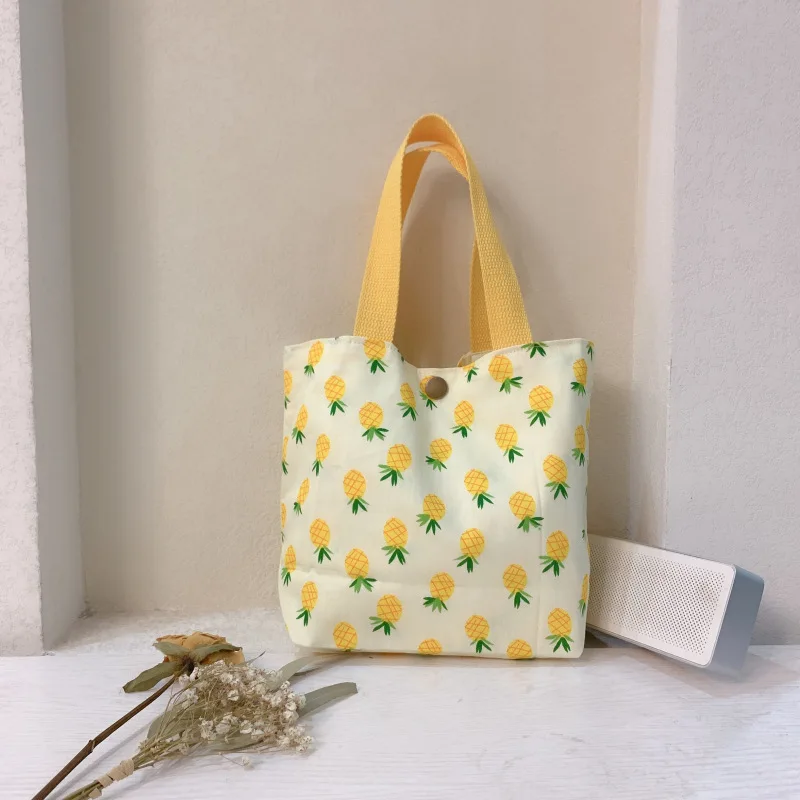 pineapple canvas bag tote sakura fruit Animal Rabbit Duck Shiba Inu Shopping Reusable Shopping Bag Travel Storage Floral bento