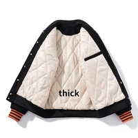Embroidery Varsity Jacket Men Women | Letter Winter Baseball Jacket | Hip Hop Woolen Thick Warm Coat Parkas Brown - Image 3