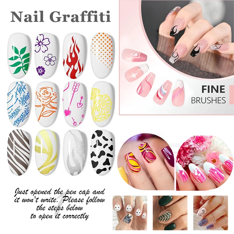 Nail Art Drawing Graffiti Pen Colorful Brush Nail Manicure Decoration Tools Waterproof Quick Drying Liner New Quality