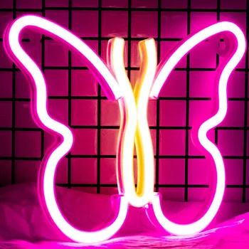 LED Butterfly Shape Neon Sign for Wall Home Bedroom Party Decoration Neon Lamp Kids Birthday Grils