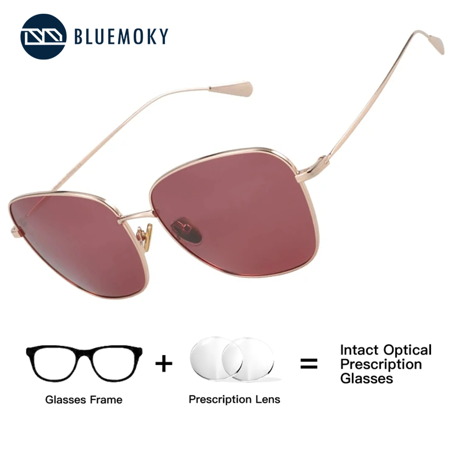 BLUEMOKY Metal Butterfly Prescription Sunglasses Polarized UV400 Protective Eyewear For Women With Optical Sun Glasses Lenses