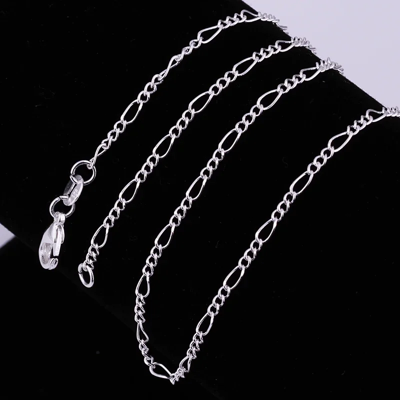 40cm-70cm 925 Sterling silver 2MM chain necklace 16-30inch Charm wedding for women Men jewelry fashion pendant necklace silver necklace silver necklace charms