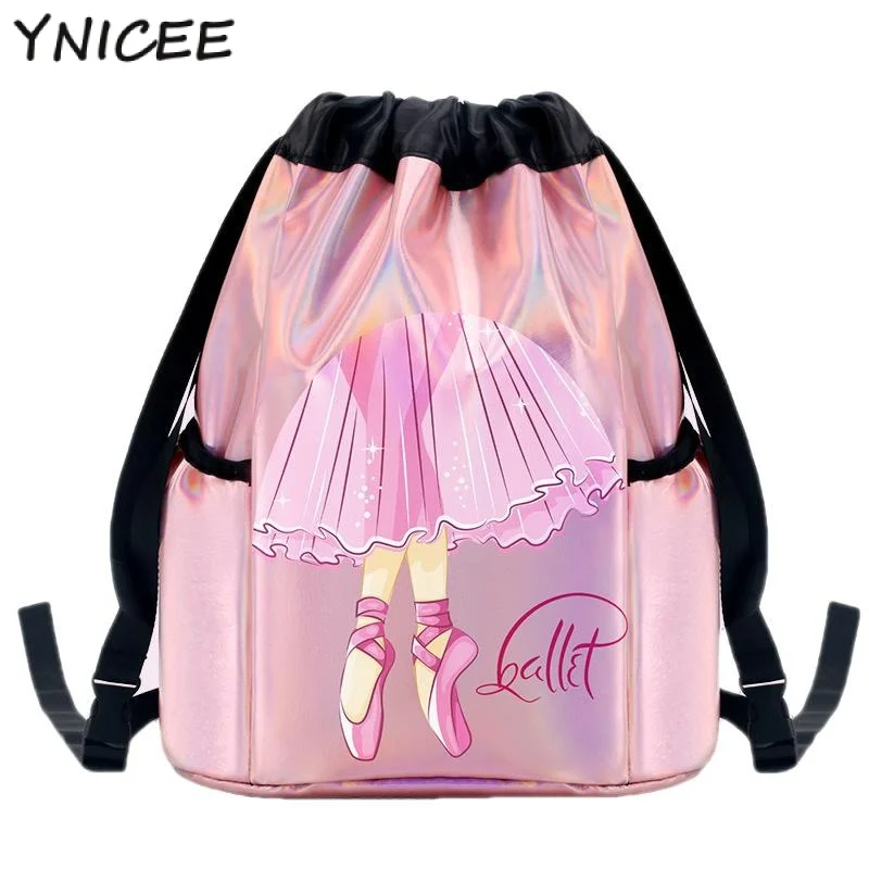 

ldren Sparkly Laser Ballet Bag for Girl Ballerina Dance Drawstring Duffel Bags Kids Pink Dancing Backpack Sports Gym Supplies