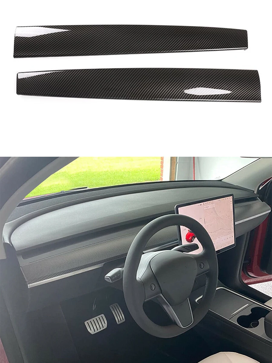 Car Accessories For Tesla Model Y 2021 Carbon Fiber Color Dash Board Console Panel Interior Frame Cover Trim Auto Parts