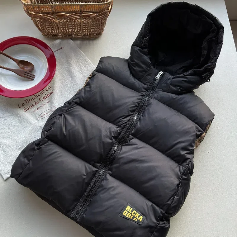 2024 New Duck Down Jacket Vest Winter Thick Warm Sleeveless Coat Black Slim Waistcoat Fashion Casual Windproof Children's Vest