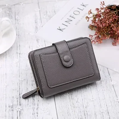 Luxury Women's Compact Leather Wallet with Card Holder and Coin Purse - Red & Black