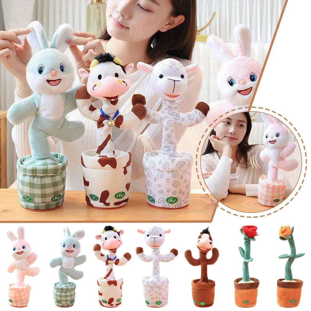 Plush Toys Electric Interactive Toy Singing Plush Toy Baby Learns To Talk Squirms Dances Soft Children's And Doll Gift Dances Plays Birthday Bunny Music E9M8 plush toys,electric interactive toy