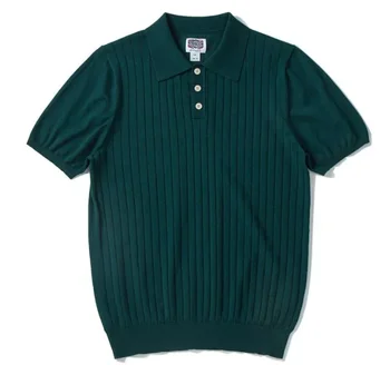 Polo italiana da uomo estiva Tessuto delicato sulla pelle in seta di gelso di alta qualità Camicie da uomo in maglia con risvolto slim fit retrò americano