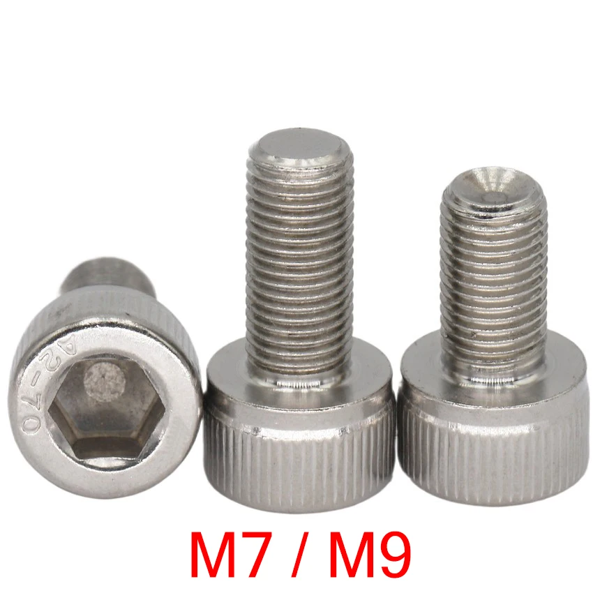 304 Stainless Steel Cup Inner Hexagon Hex Socket Allen Head Cap Bolt Screw M7 M9 1mm 1.25mm 1.5mm Fine Thread Pitch DIN912