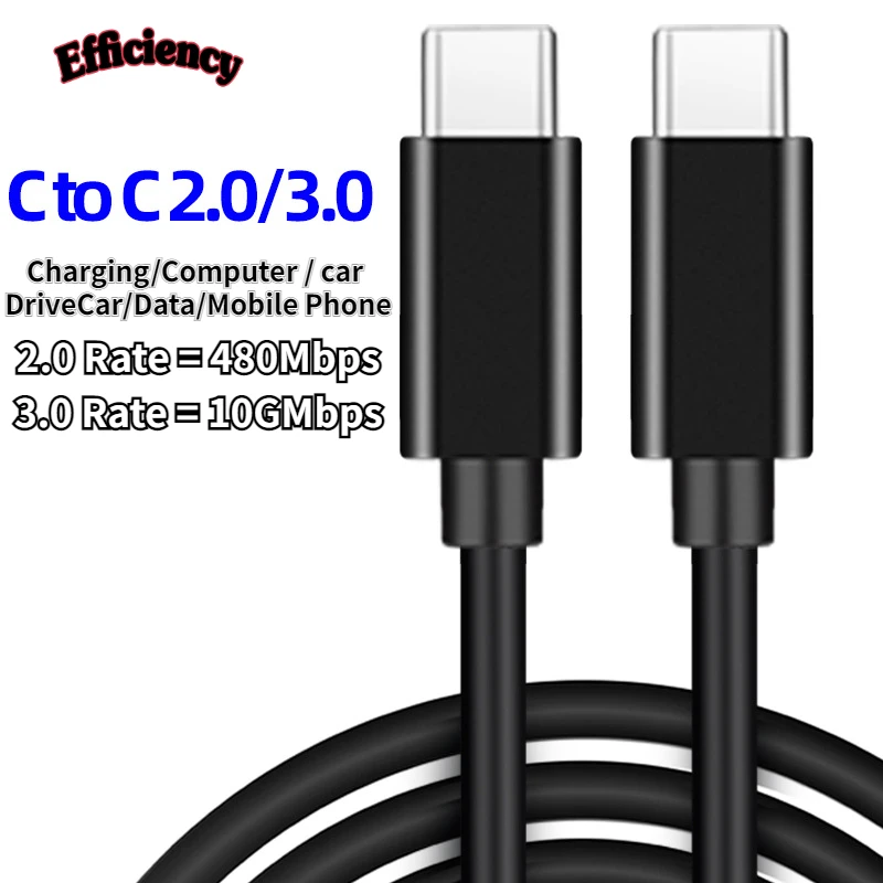

Type-C Data Cable C Male To C Male 3A60W 5PIN 10PIN Hard Drive Cable Car Cable C To C Fast Charging Data Cable