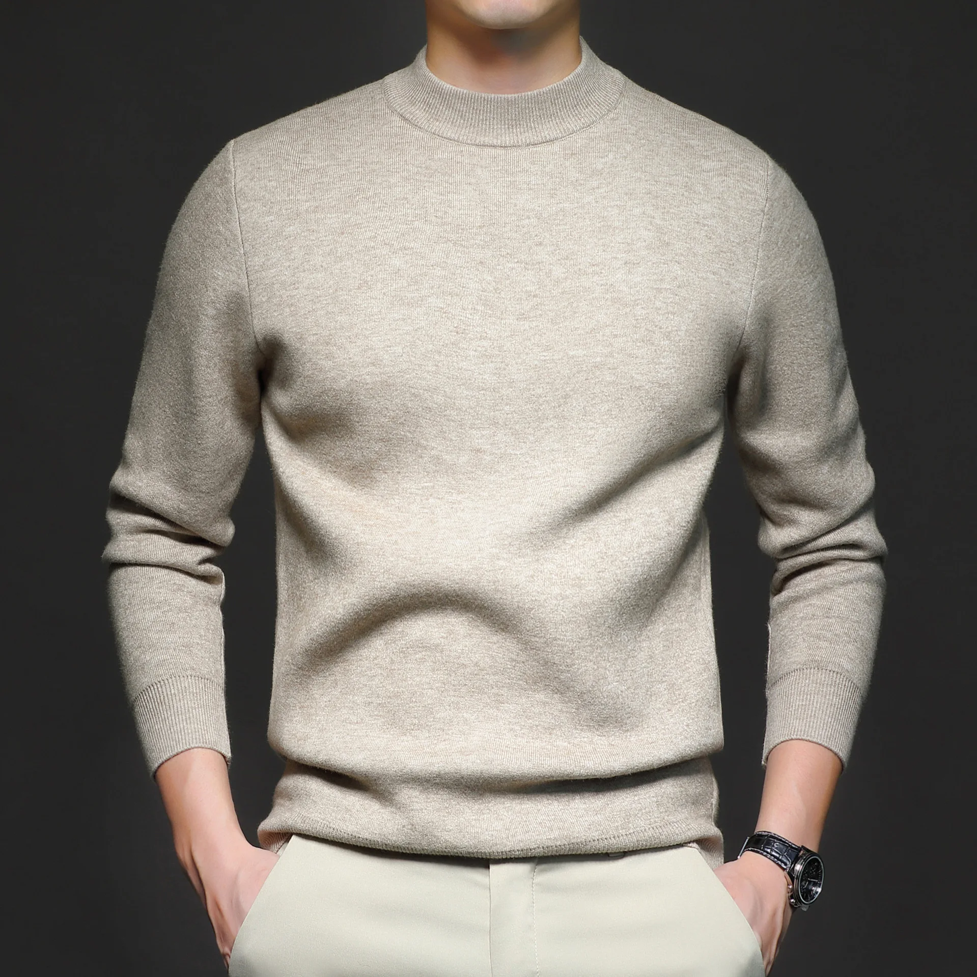 Y2k Autumn Winter Mens Black Pullover Sweater Fashion Casual Slim Fit O-Neck Knitted Oversize Man Streetwear Knitwear Pull Homme 2