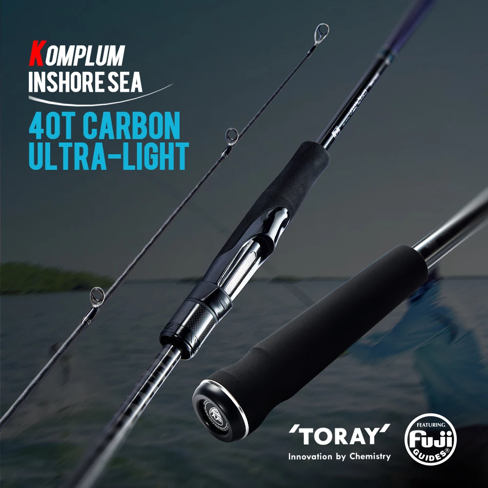 Canne à pêche mer CYLIUS KOMPLUM 40T carbone - Sensitive longcast anneaux Fuji pour pêche au calmar