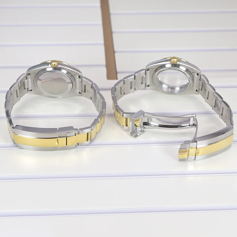Gold Silvery Luxury Watch Case with Sapphire Accents