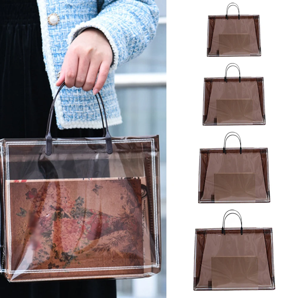 

1PC Clear Tote Bag Transparent Shopping Bags Shoulder Handbag PVC Waterproof Storage Bag For Gift Cosmetic Plastic Bags