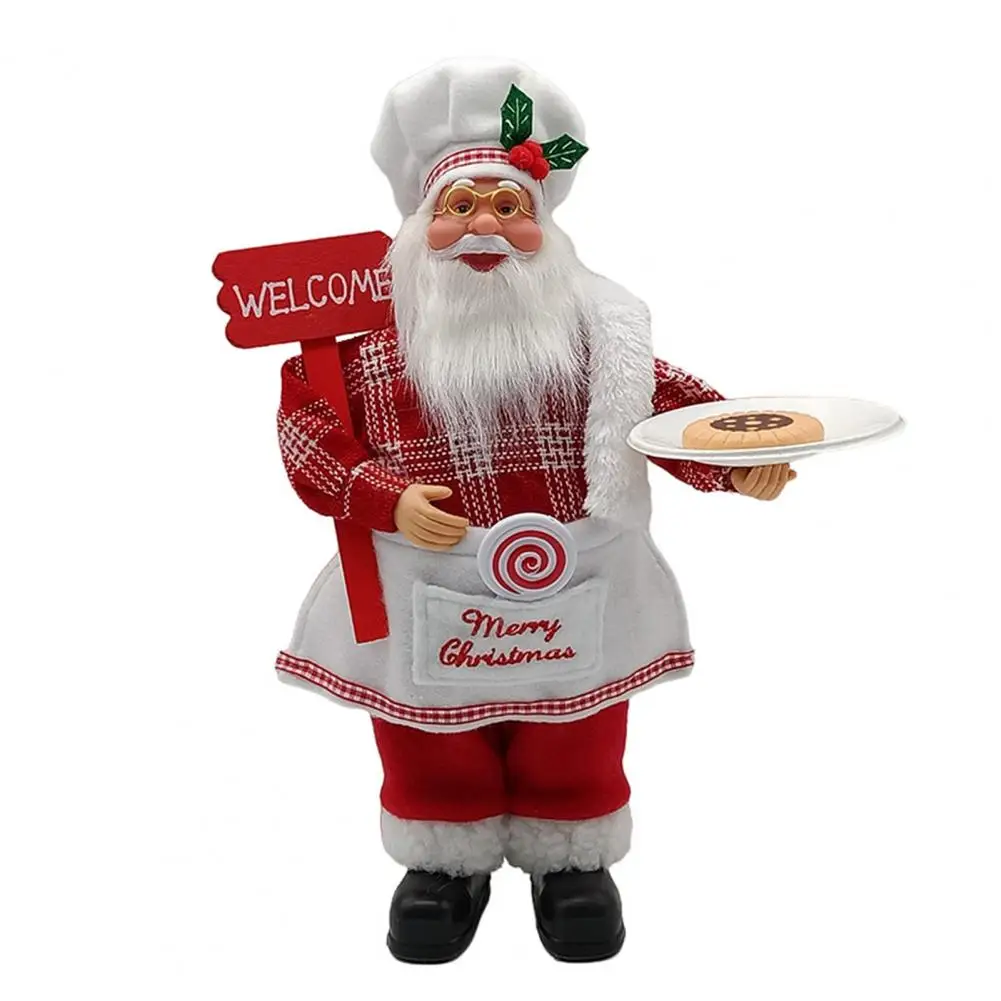 

Christmas Santa Claus Decoration Santa Claus Doll Adorable Chef Santa Claus Statue Vivid Facial Expressions Standing for Holiday