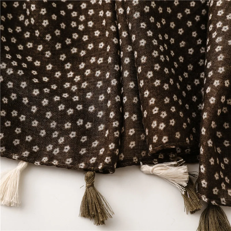 Herbst Mode Polka Floral Quaste Viskose Schal Schal Dame Hohe Qualität Wrap Pashmina Stola Bufandas Muslim Hijab Caps 180*90Cm – Detail 20