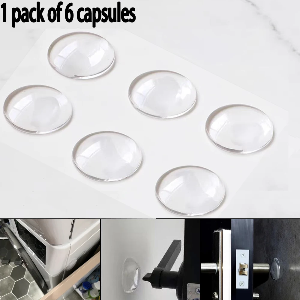 Silent Clear Silicone Door Stopper Bumper Pads Anti-Collision Adhesive Pads for Proofing Noise Reduction Cabinets/Walls 6pcs