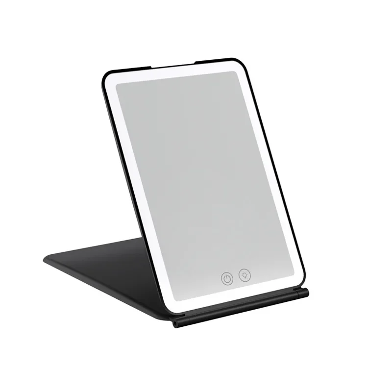 LED Folding Vanity / Makeup Mirror Rechargeable Flat LED Makeup Mirror Portable Travel Desktop Flip Make Up