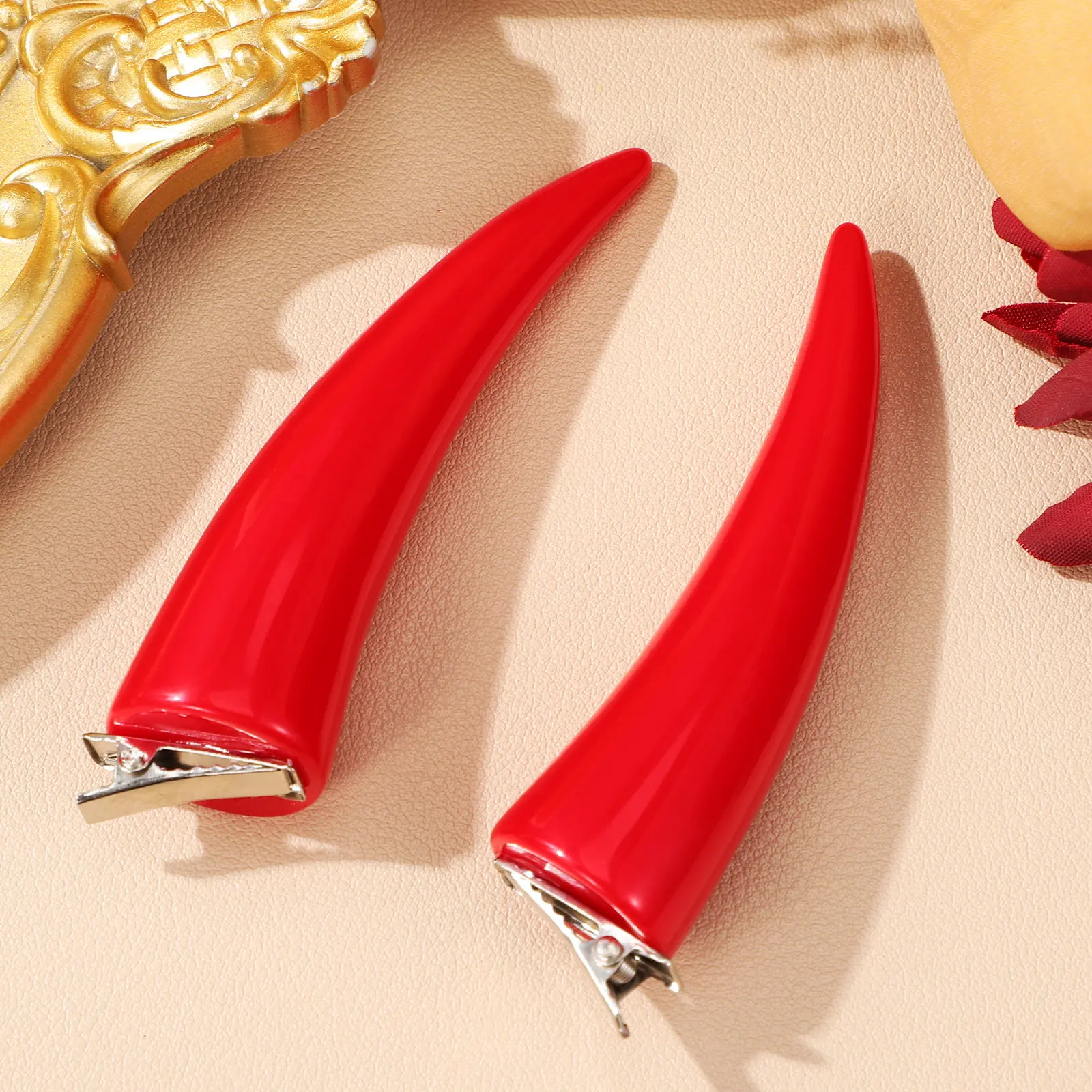 2Pcs 혼 헤어 클립 악마 뿔 레드 경량 코스프레 할로윈 파티 헤어 액세서리 악..