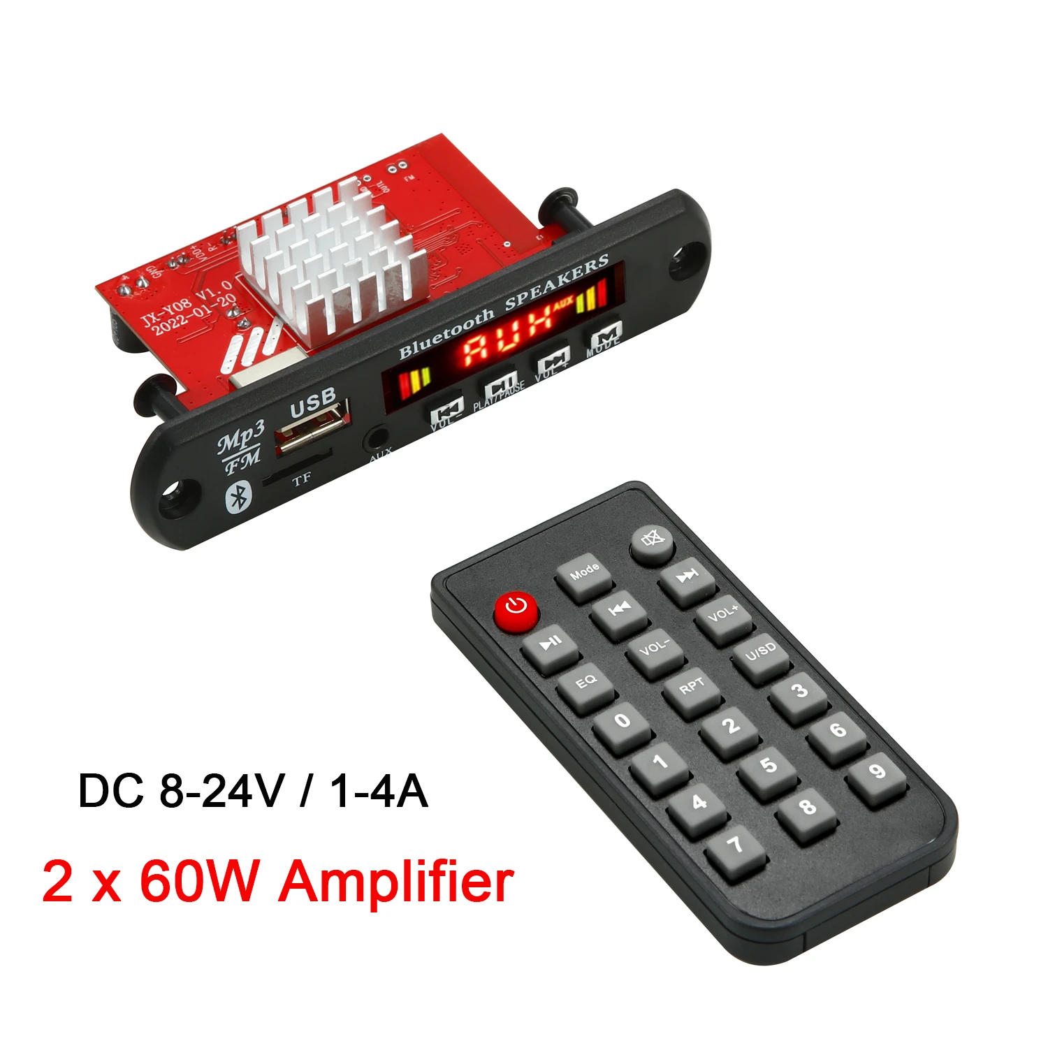 120W / 6W Amplifier DC 5V-24V MP3 Decoder Board 2*60W MP3 Player Bluetooth V5.0 USB Module FM AUX Radio Recording For Speaker