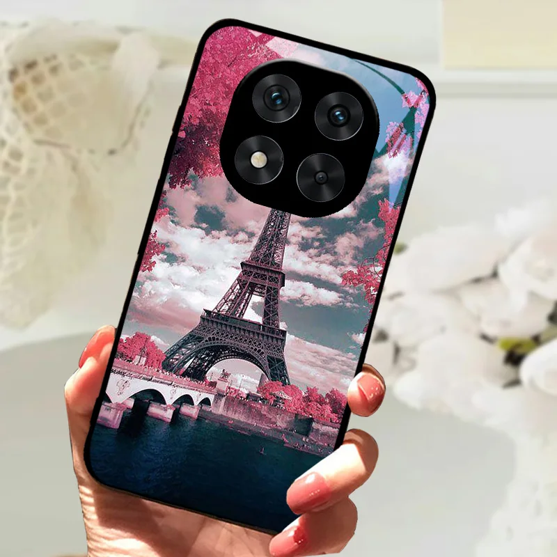 Cute Animal Tempered Glass Phone Case with Shockproof Bumper