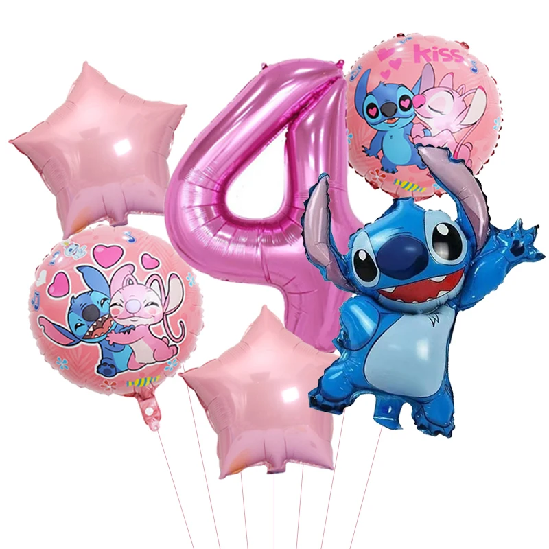 Disney Blue Pink Lilo & Stitch Shaped Foil Balloons 32" Number Balloons Set Kids Birthday Party Decorations Baby Shower Toy Gift - Image 5