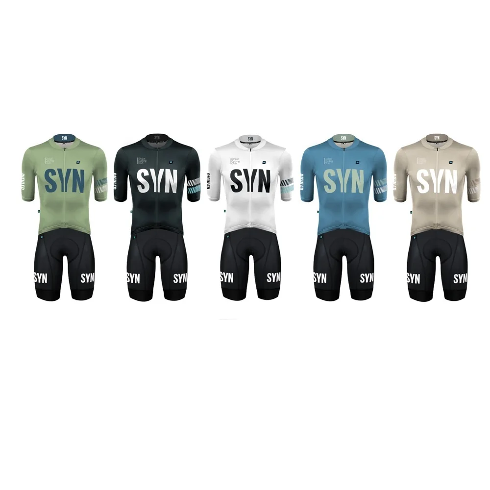 SYN-Conjunto de equipo de ciclismo para hombre, jersey de manga corta y pantalones cortos con pechera, tejido de la mejor calidad, tecnología más nueva, 2024