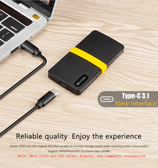 Kodak X200 Portable SSD 2TB 1TB USB 3.1 Type C External