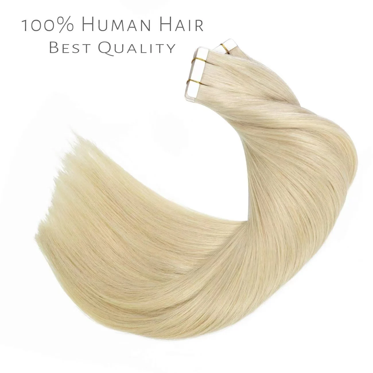Full Shine Tape in Extensions White Blonde Platinum Blonde Hair #60 Straight Human Hair Extensions for Women 20Pieces 50Grams