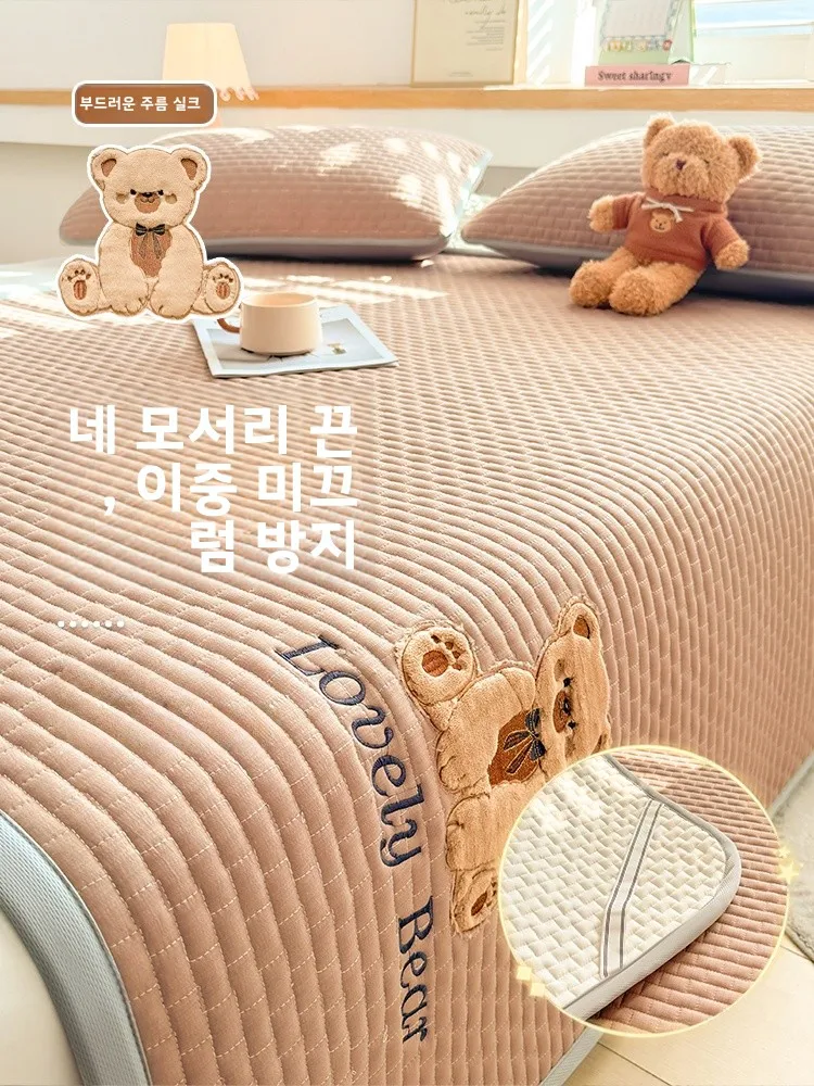 부드러운 면 소재 침대 패드, 자수 장식 방진 침구, 학생 기숙사 다다미 매트 침실 매트리스 보호대 가정용