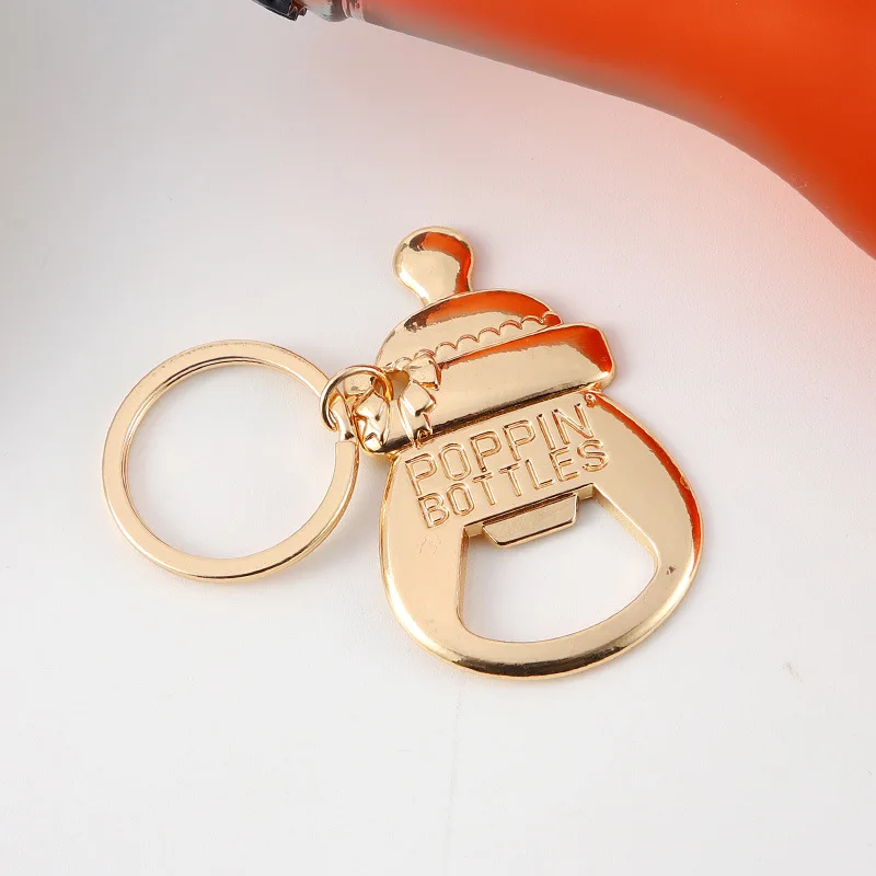 Zinc Alloy Beer Bottle Opener Keychain for Parties