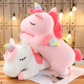30 60cm Kawaii Lying Unicorn Pillow Lovely Dolls Stuffed Soft Animal Plushie Toys Nice Birthday I Wanna Hug One!