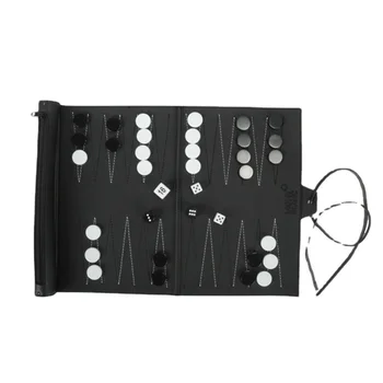 Set di Backgammon arrotolabili Set di giochi da tavolo da viaggio portatile per adulti e bambini pieghevole PU Classic Chess Board Roll-Up