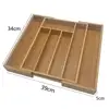 Underwear Sock Organizer Bamboo Drawer Organizer Expandable 5-7 Compartments for Kitchen Utensils Jewelry Tools for Flatware 3