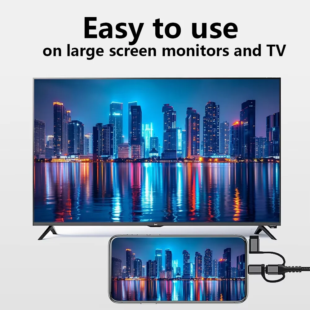Universal 3-in-1 HDMI Phone to TV Converter Cable for HD Display Connection