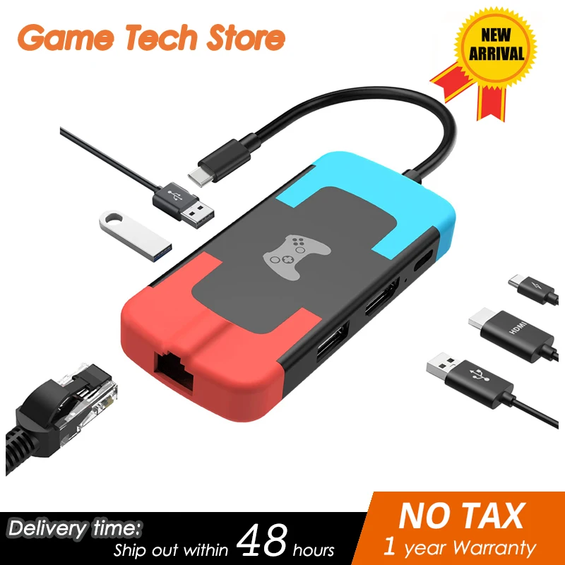 Switch Dock Tv Portatile Ethernet Lan/Usb/ Type-C Adattatore Hdmi Compatibile Con Switch Docking Station Di Ricambio