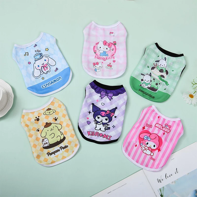 

Hello Kitty Cinnamoroll Anime Kawaii Sanrio Pet Cute Vest My Melody Pompompurin Cat Dog Breathable Clothes Lovely Toys