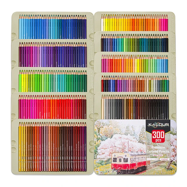 KALOUR New 300 Pcs Oil Colored Pencils Set Soft Wood Drawing Sketch Colors  Pencil For School Adults Art Pencil Set Gift Supplies - AliExpress