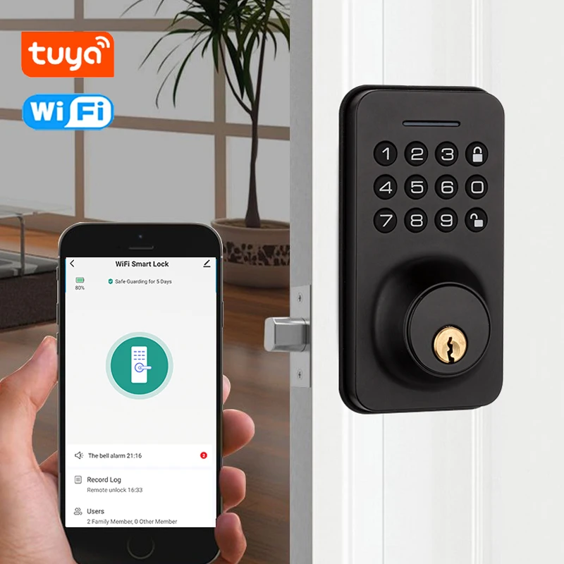 

Tuya Wifi Smart Door Lock APP Remote Controller Password/Mechanical Key/IC Card Biometric Lock Electronic Auto Lock For Home