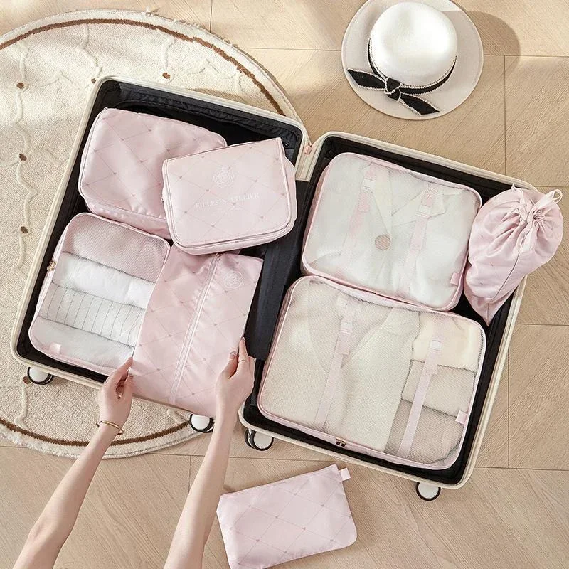 

Storage Toiletry Women Bag 6pcs Kit Men Travel Accessories Clothes Packing Organizer Shoe Cubes Luggage Bags Suitcase