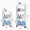 Bathroom Storage Rack with Wheels 3/4 Layer Rolling Utility Cart Bathroom Storage Organizer Multi-purpose Utility Cart 6