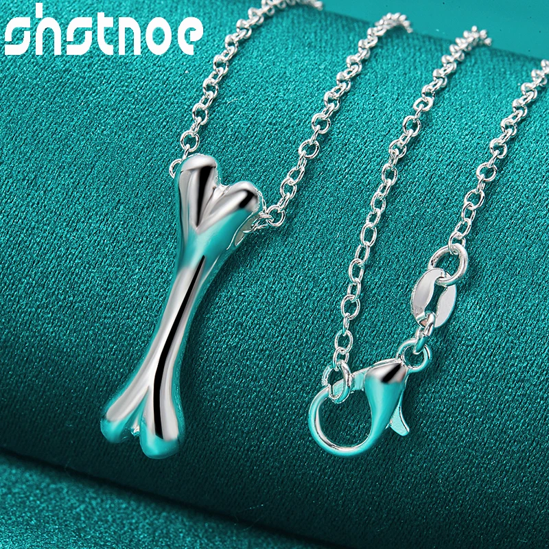 

SHSTONE 925 Sterling Silver Bone Pendant Chain Necklace For Women Lady Party Engagement Wedding Fashion Jewelry Birthday Gifts