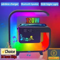 Multifunction Wireless Charger Stand Bluetooth 5.0 Speaker FM TF RGB Night Light Fast Charging Station for iPhone Samsung Xiaomi 1