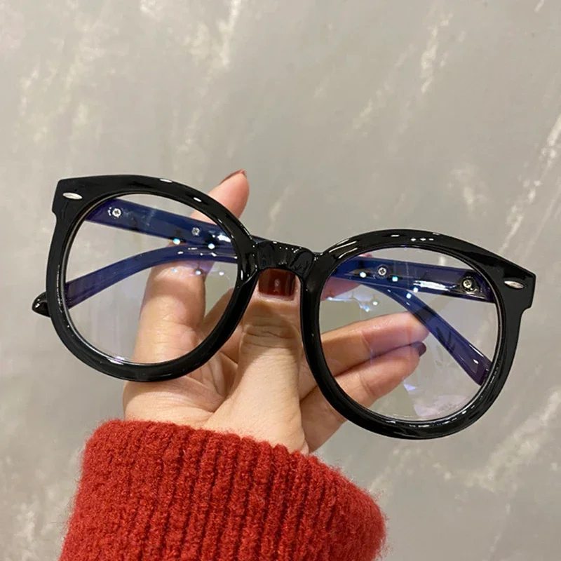 Vintage Black Frame Glasses Women Men Retro Oversized Round - Main Image