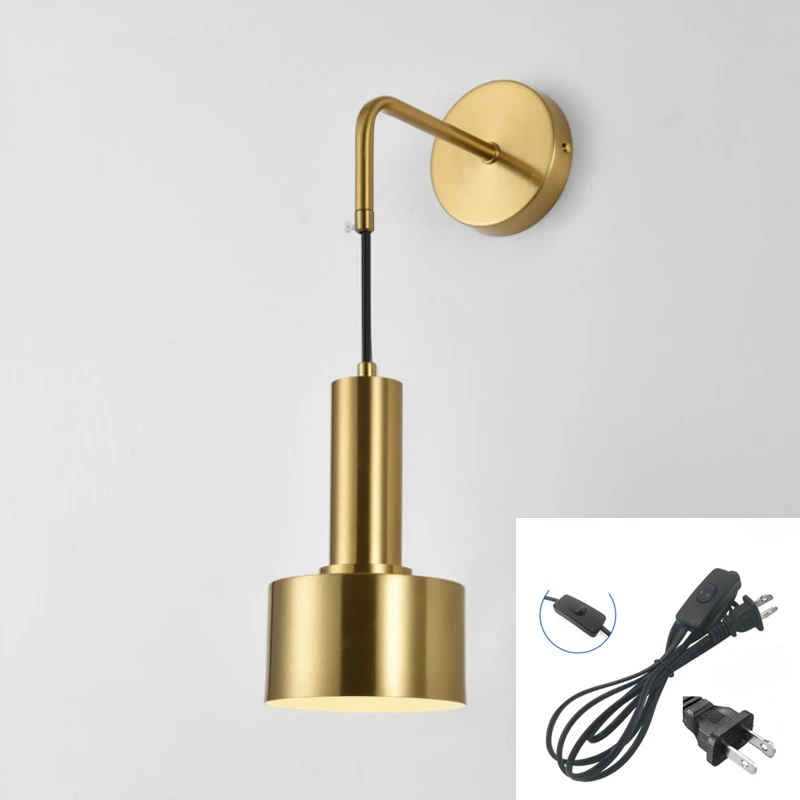 modern wall lights Modern Wall Lamps E27 Gold Sconce Lighting Fixture Nordic Style Stairway Study Hall Aisle Bedside Bedroom Corridor Decor Lights up down light Wall Lamps