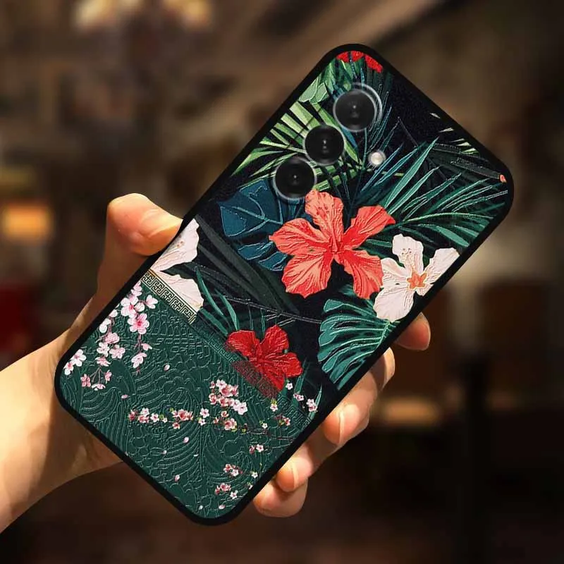 3D Flower Soft Relief Emboss Silicone Back Cover TPU Protector