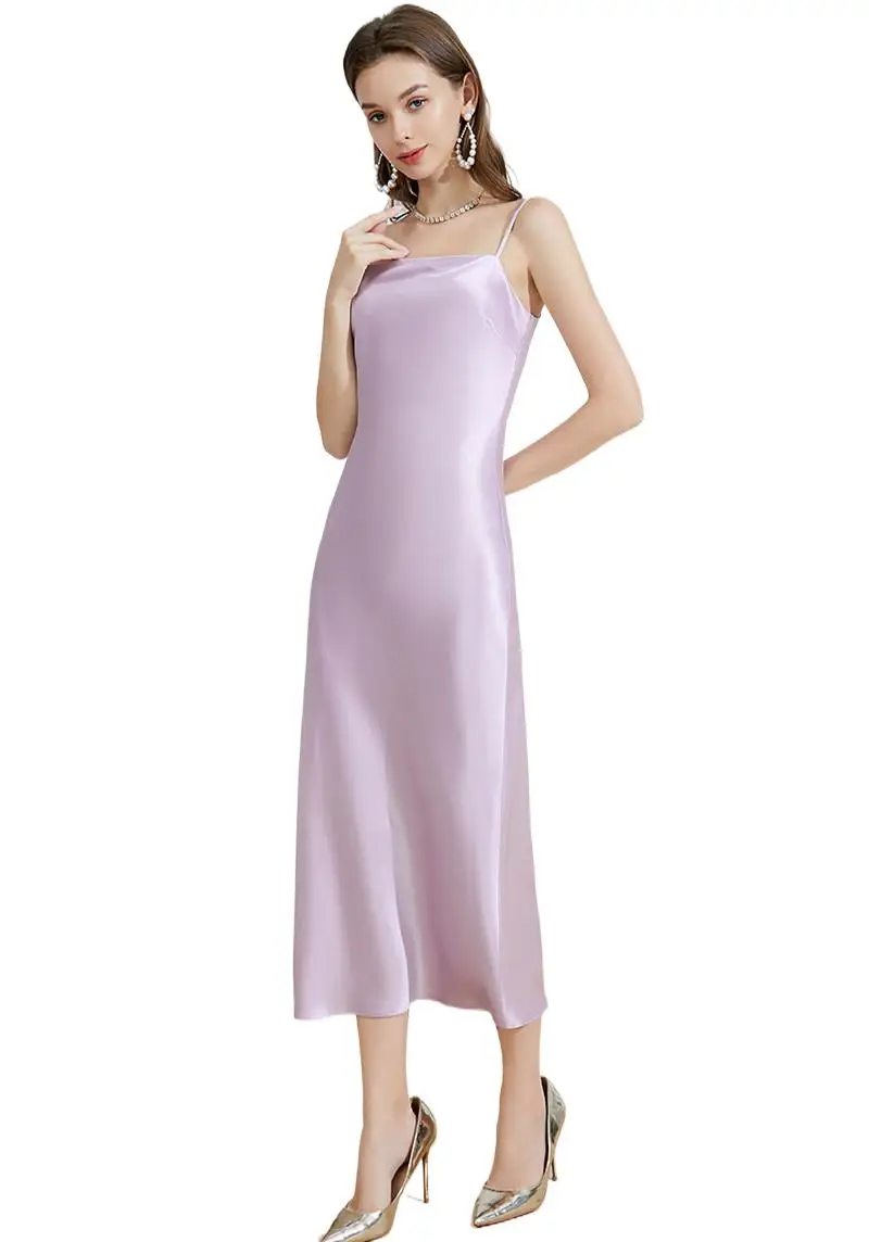 

Sleeveless Long Soft Satin Dress Women Summer Casual Slim A-Line Maxi Dress High Street Elegant Camis Dress Party Vestidos Robe