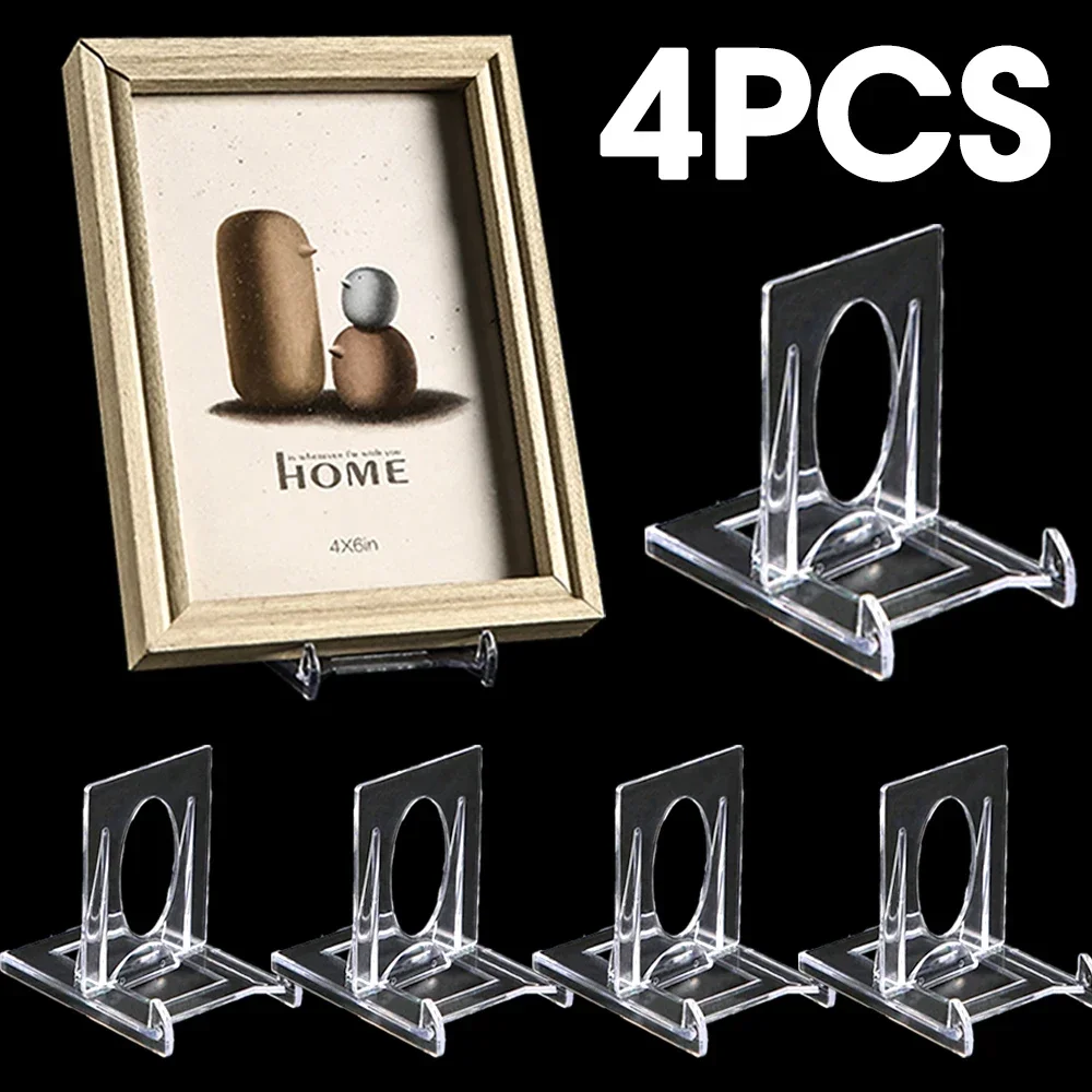 4/1PCS Display Stand Clear Acrylic Display Easels Adjustable Plastic Plate Holder Stand Picture Frames Rack Wedding Home Decor