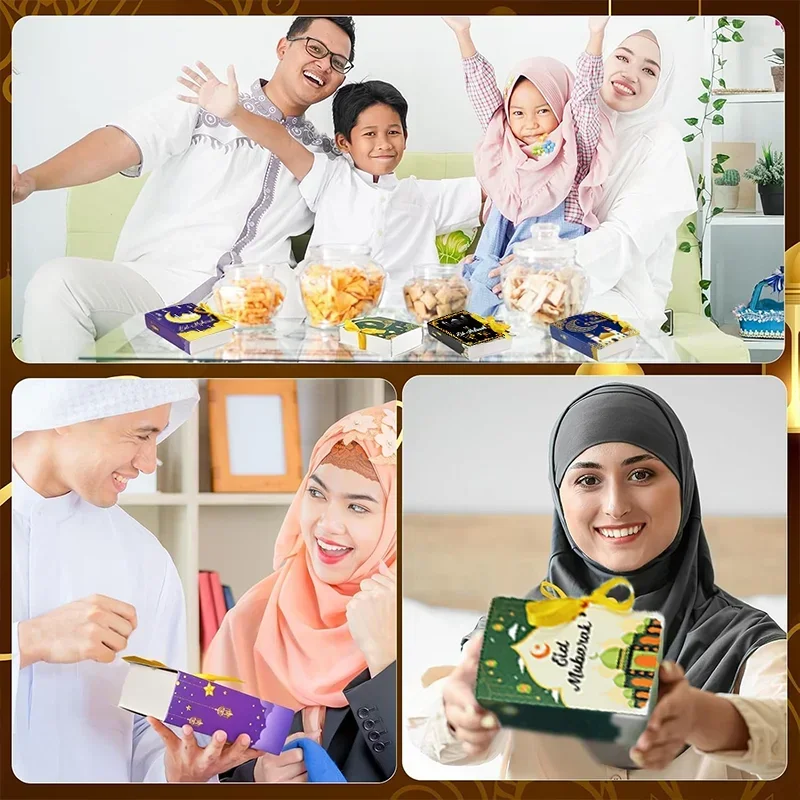 10-100 Pcs 2025 Islamic Muslim DIY Party Gift Boxes Eid Decoration Candy Boxes Ramadan Decorations Party Gifts Candy Boxes