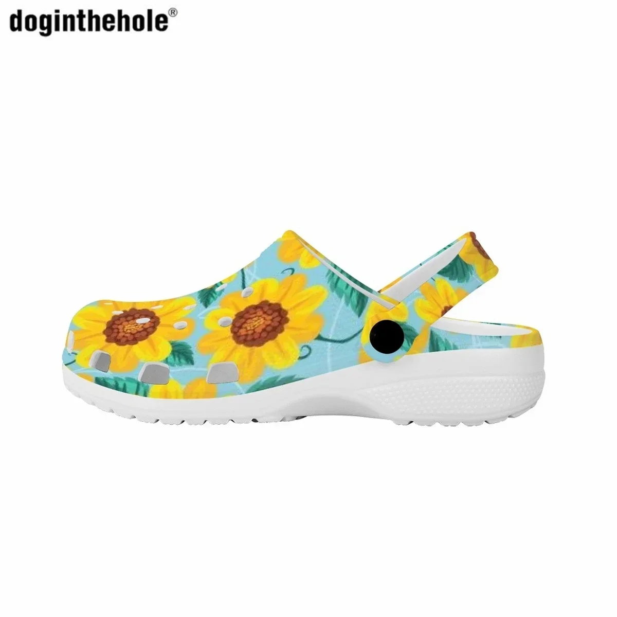 Fashion Trend Sunflower Design Women Hole Shoes Summer Light Breathable Outdoor Beach Sandals Home Non-slip Slipper